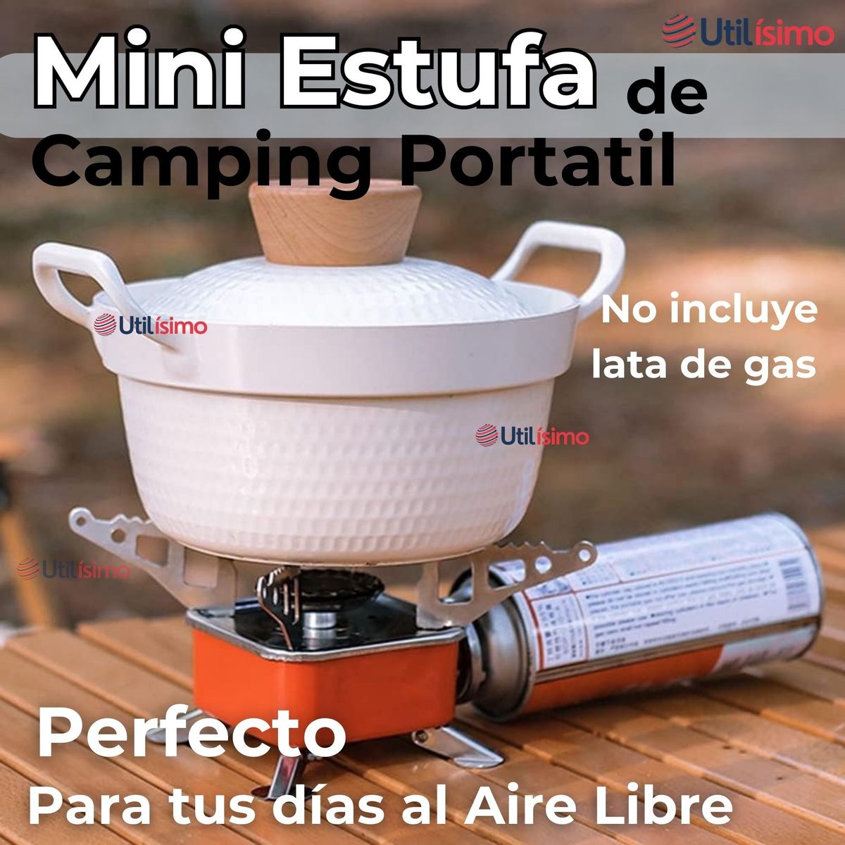 LINE - Mini Estufa A Gas Portátil + Cartuchos Gas Butano 220g
