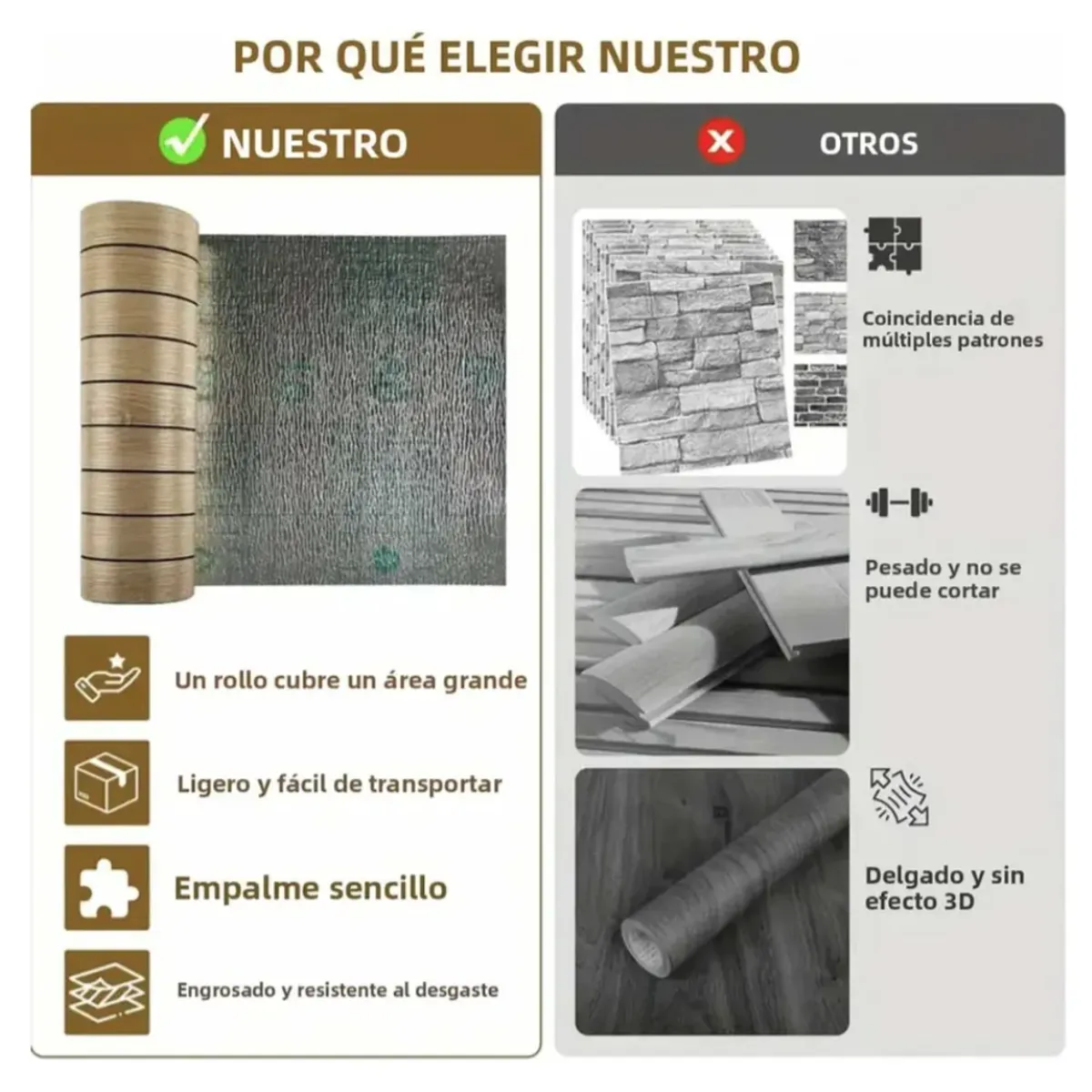 GENERICO - Papel Adhesivo 3d Tipo Wall Panel 60x300cm Autoadhesivo PVC