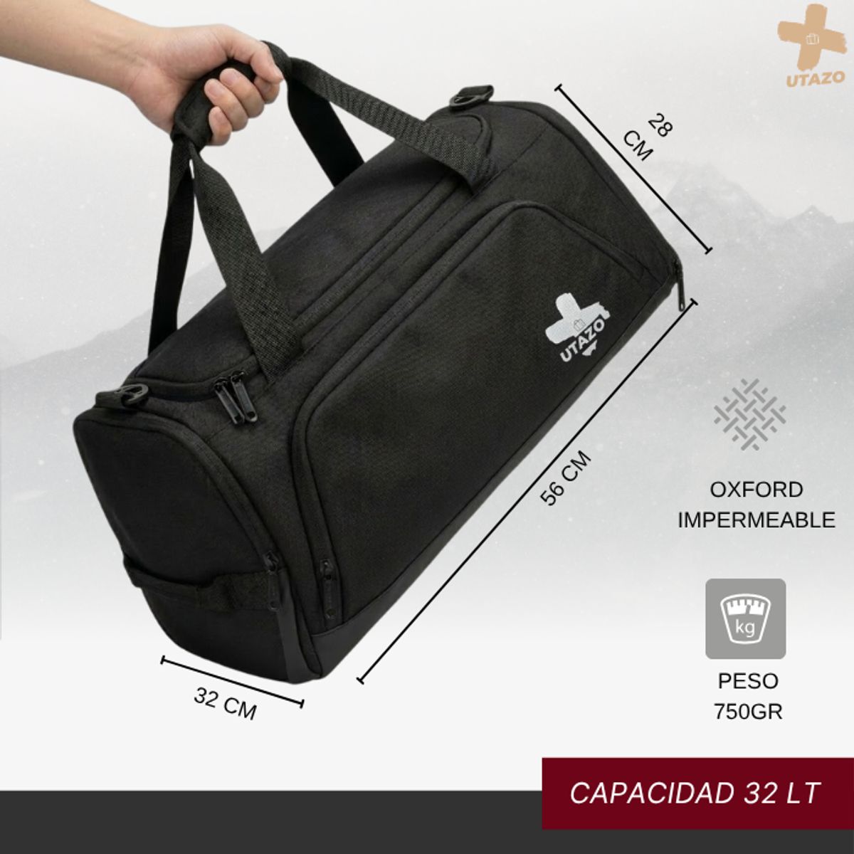 GENERICO - Bolso Deportivo Gym Viaje Duffel 32 Litros Impermeable 3en1
