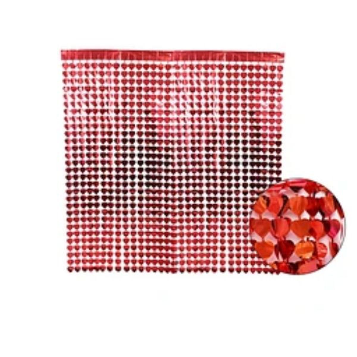 GENERICO - Cortina metalica roja corazones 100x200cm