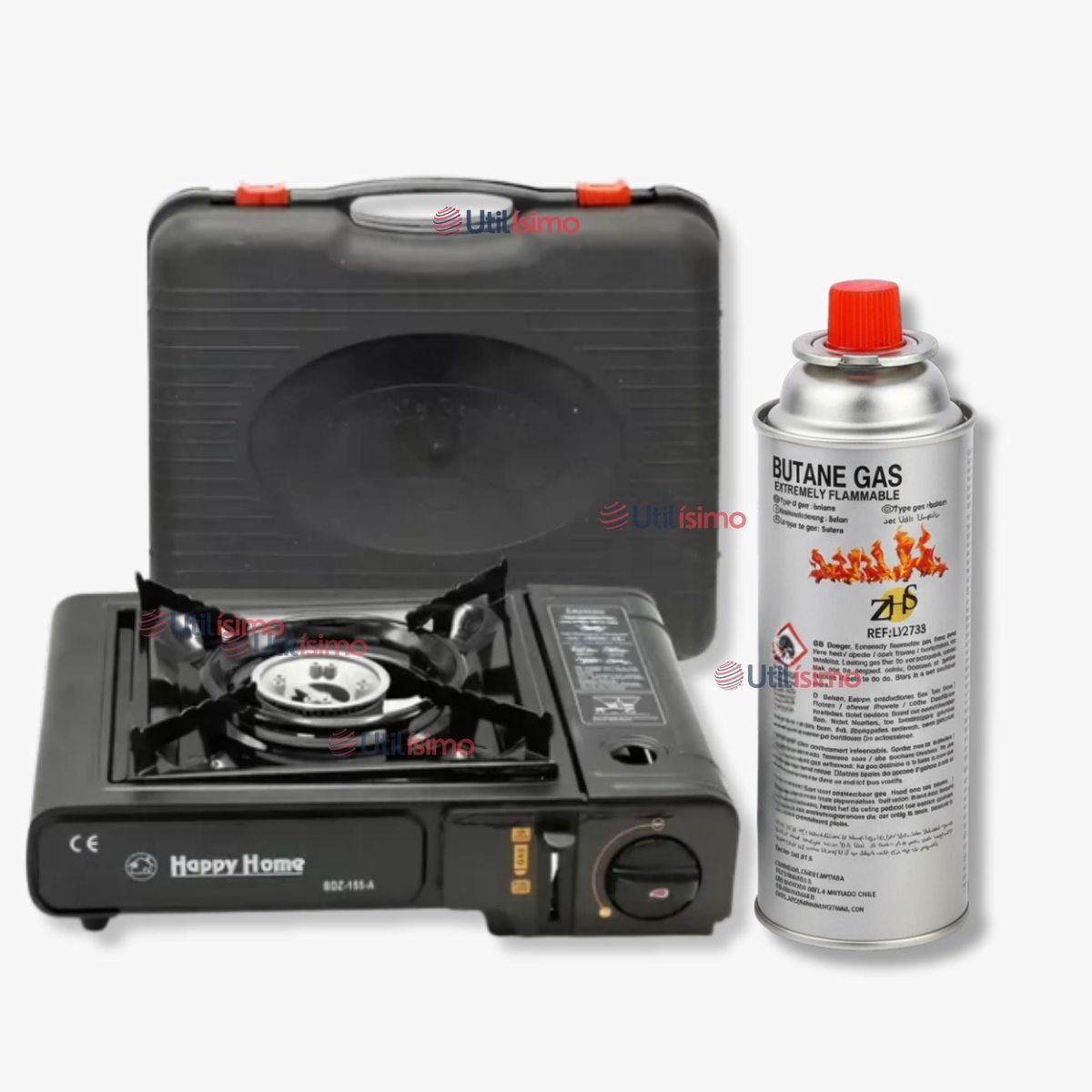 LINE - Cocina Portátil con Maletin + 1 Cartucho Gas Butano 220g