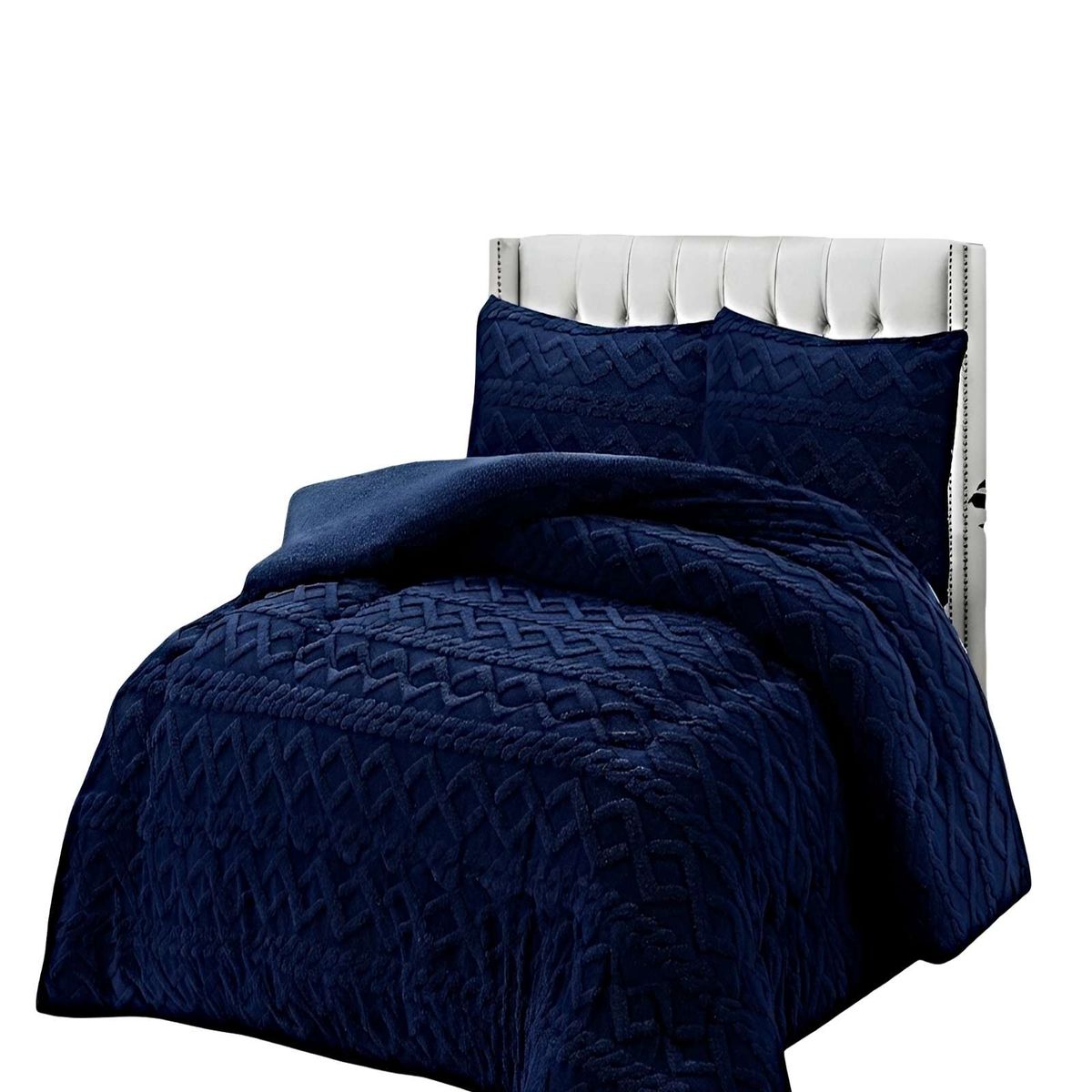GENERICO - COBERTOR DE INVIERNO CON TEXTURA 1.5 PLAZA 180X200CM P AZUL