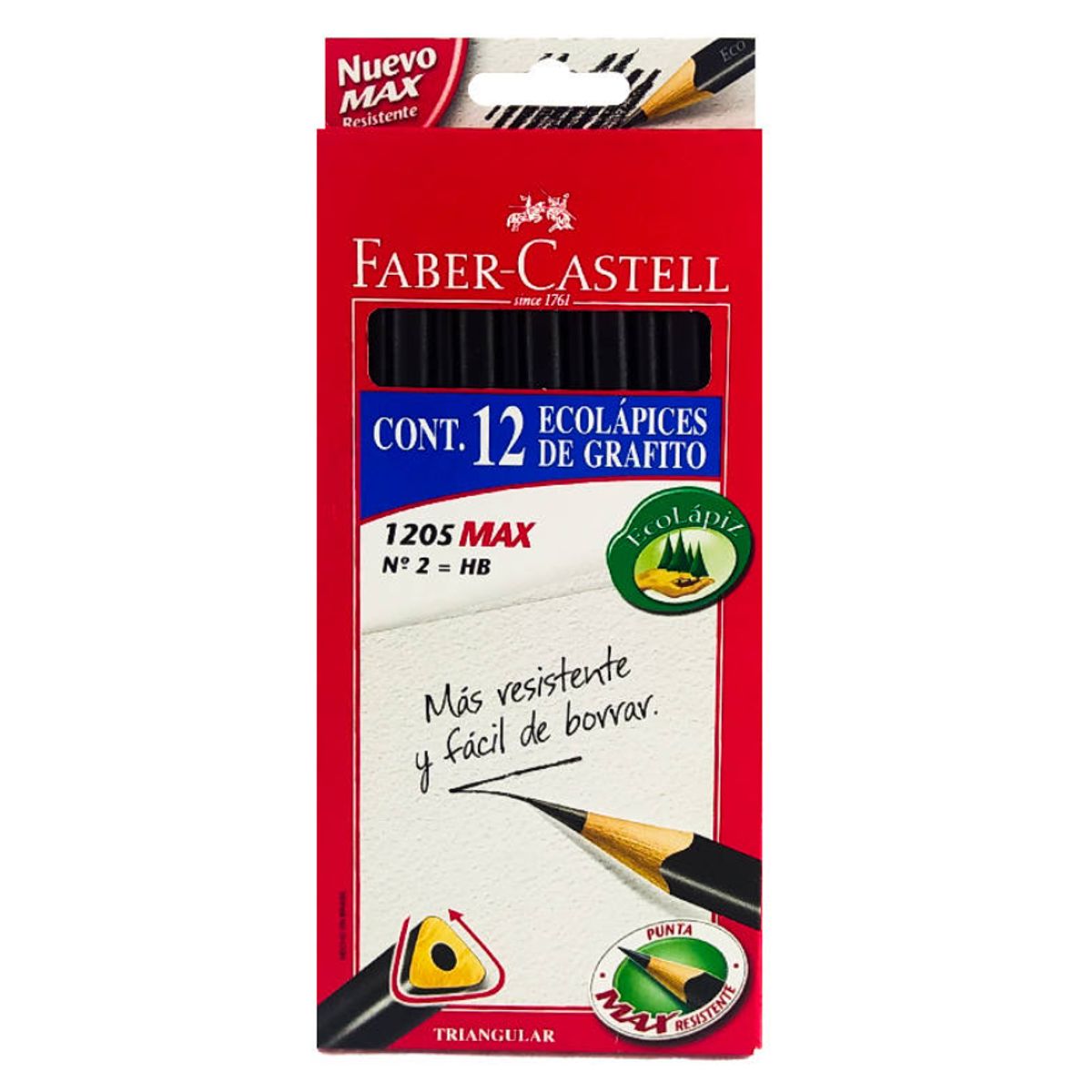 FABER-CASTELL - Lápiz grafito Eco triangular 12 und HB N° 2 FABER CASTELL