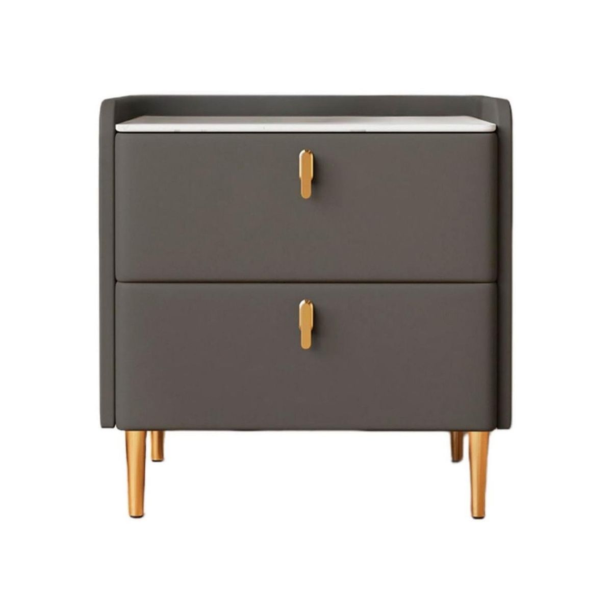 GLOBAL LATIN GROUP - Velador Moderno 2 Cajones con Patas Doradas Mesa de Noche de Lujo para Dormitorio