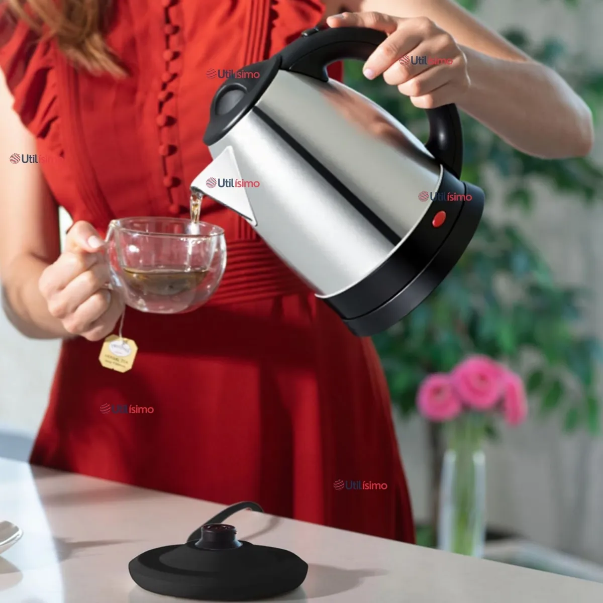 LINE - Hervidor Eléctrico Térmico 2 Litros 2000W Acero Inoxidable Tetera