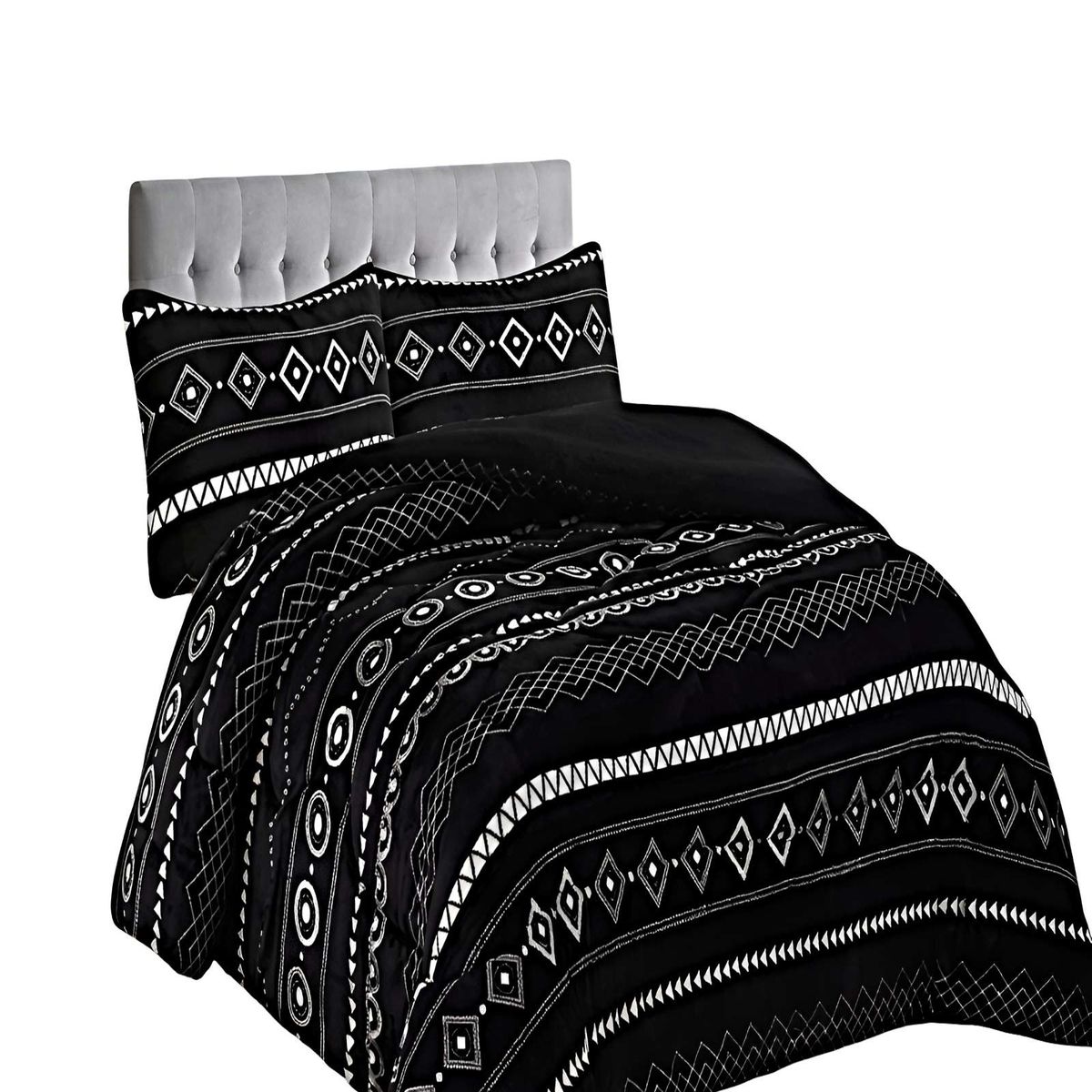 GENERICO - SET COBERTOR DE INVIERNO PLUSH 1.5 PLAZA 180X200CM NEGRO 3