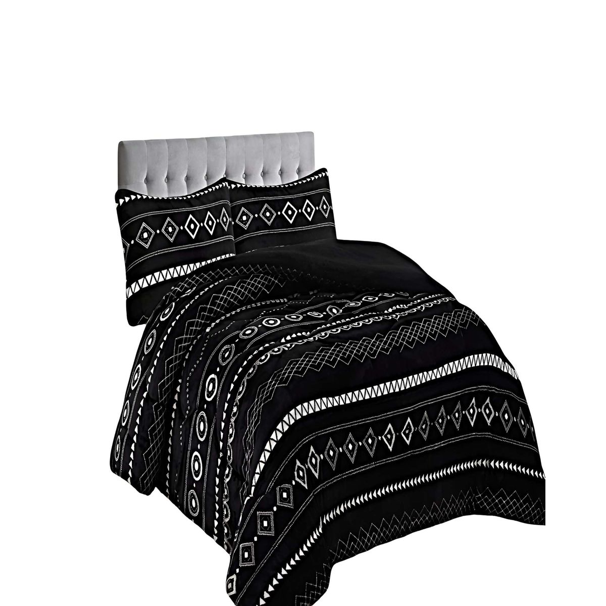 GENERICO - SET COBERTOR DE INVIERNO PLUSH 1.5 PLAZA 180X200CM NEGRO 3
