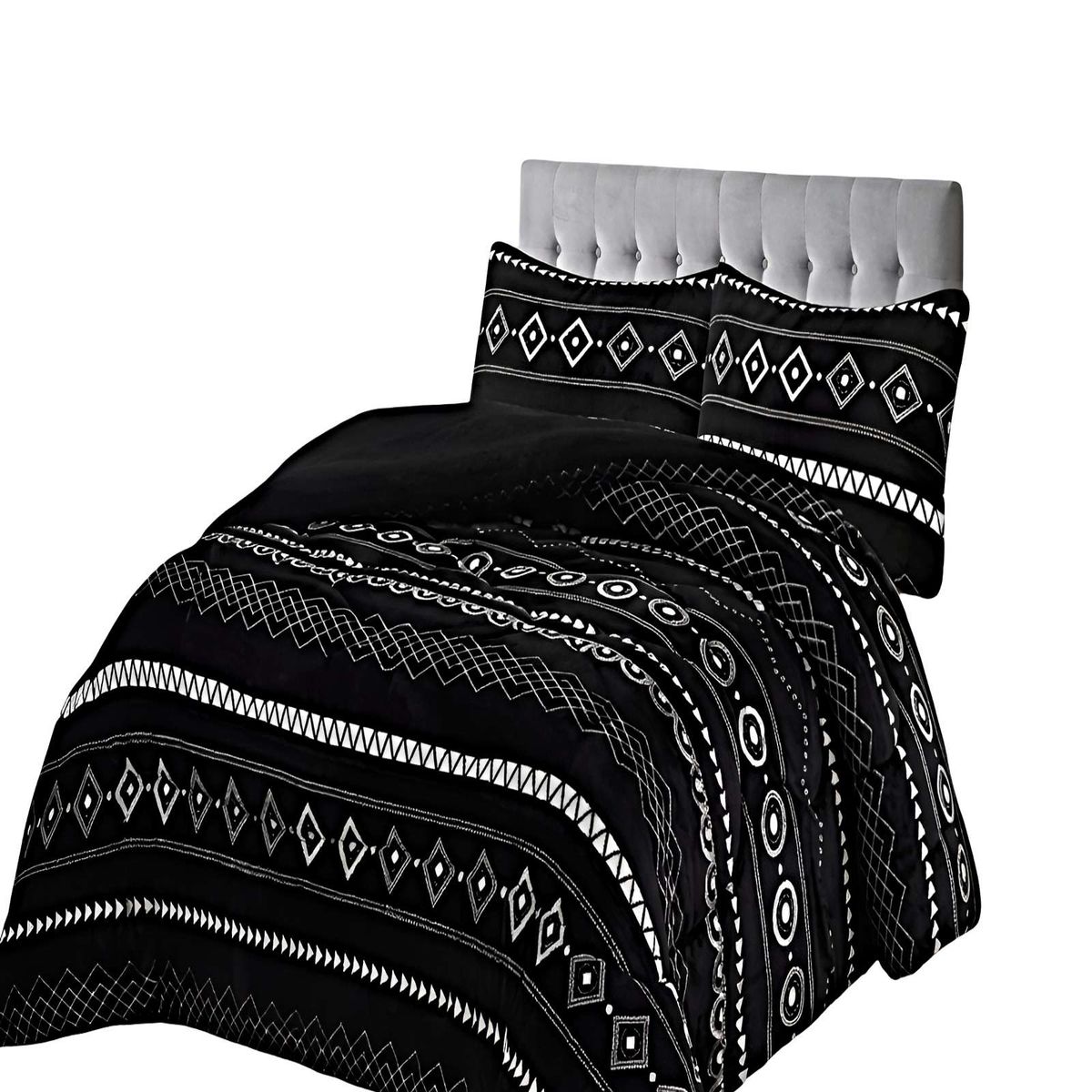 GENERICO - SET COBERTOR DE INVIERNO PLUSH 1.5 PLAZA 180X200CM NEGRO 3