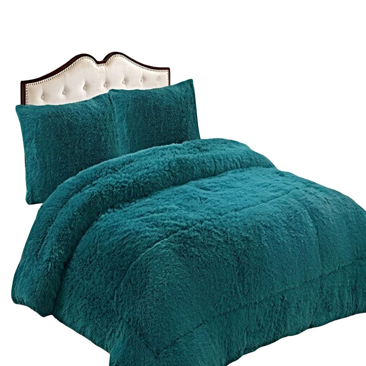 GENERICO - SET COBERTOR DE INVIERNO PELUDO 2 PLAZAS 230X250CM TURQUESA
