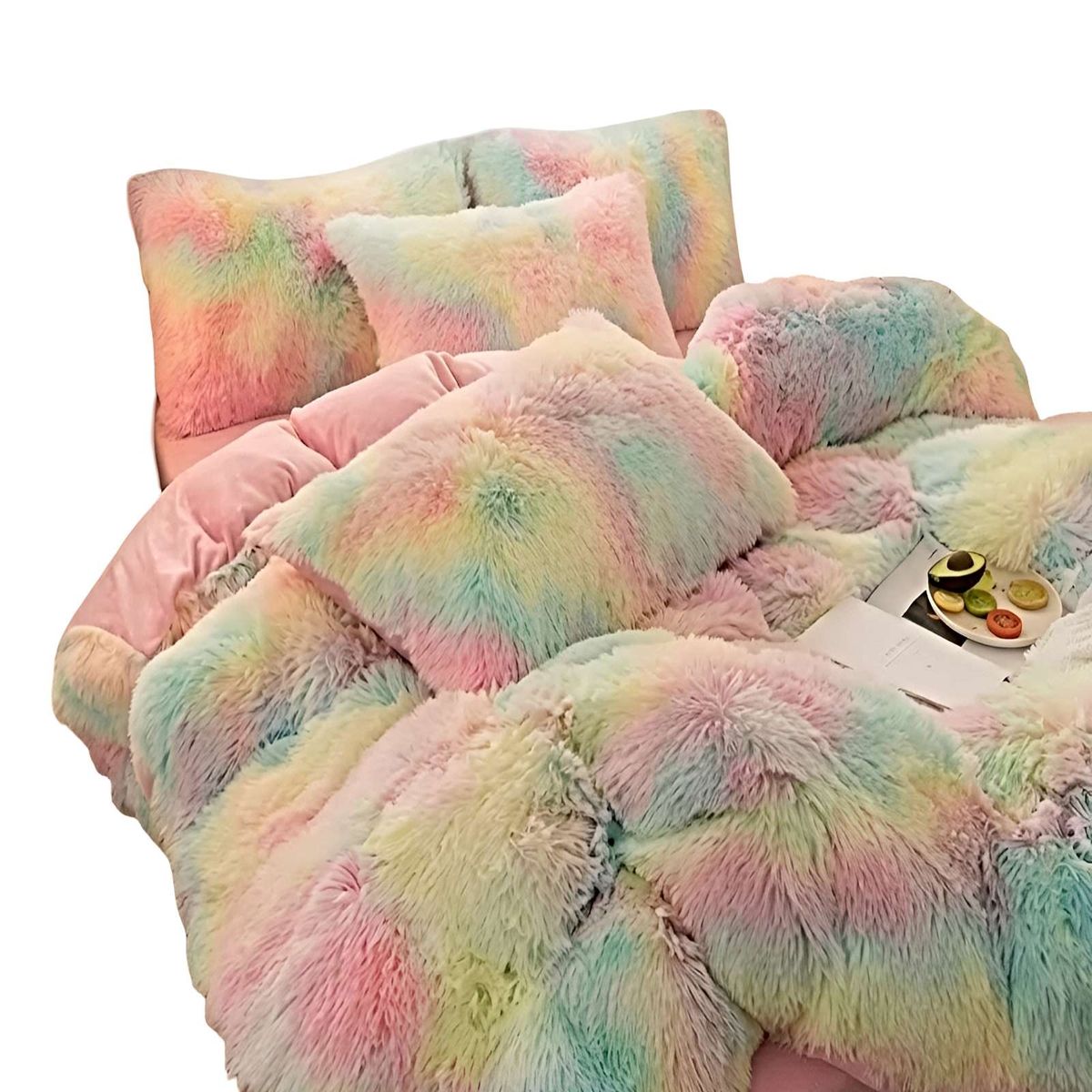 GENERICO - SET COBERTOR DE INVIERNO PELUDO 2 PLAZAS 230X250CM MULTICOLOR 1