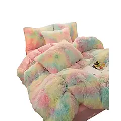 GENERICO - SET COBERTOR DE INVIERNO PELUDO 2 PLAZAS 230X250CM MULTICOLOR 1