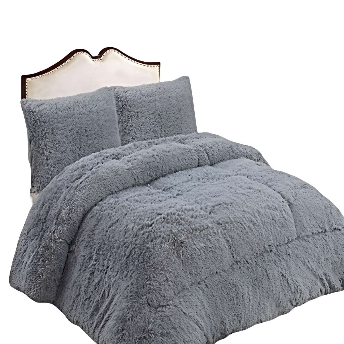 GENERICO - SET COBERTOR DE INVIERNO PELUDO 2 PLAZAS 230X250CM GRIS