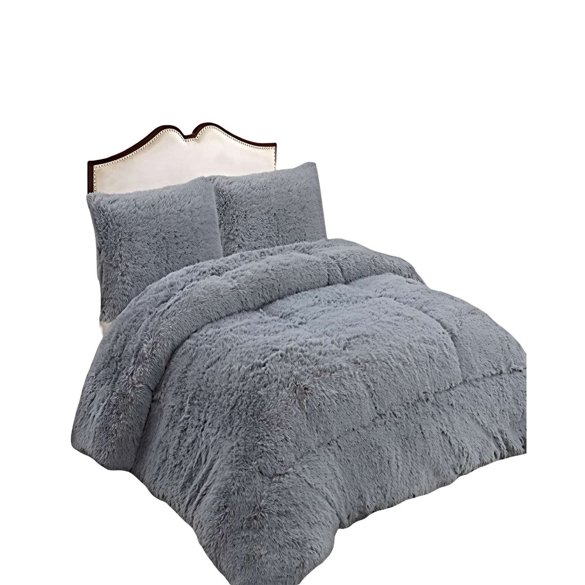GENERICO - SET COBERTOR DE INVIERNO PELUDO 2 PLAZAS 230X250CM GRIS