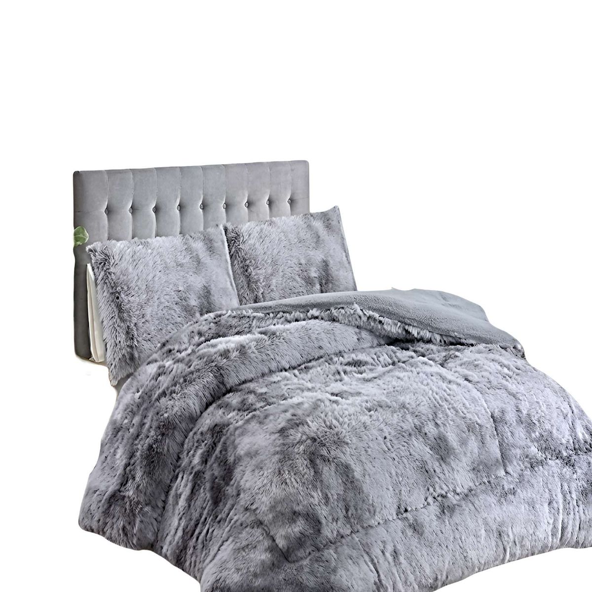 GENERICO - SET COBERTOR DE INVIERNO PELUDO 2 PLAZAS 230X250CM GRIS CLARO