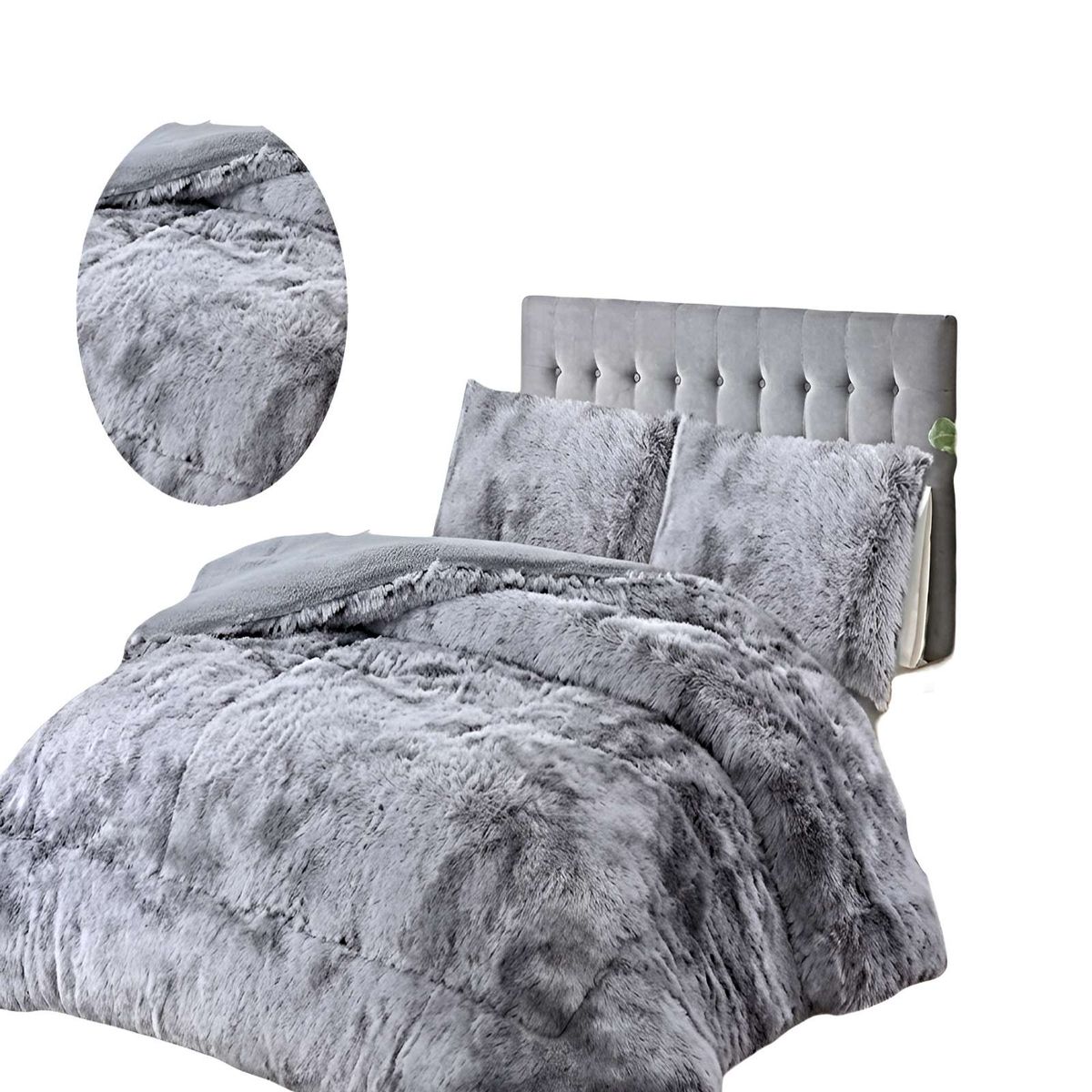 GENERICO - SET COBERTOR DE INVIERNO PELUDO 2 PLAZAS 230X250CM GRIS CLARO