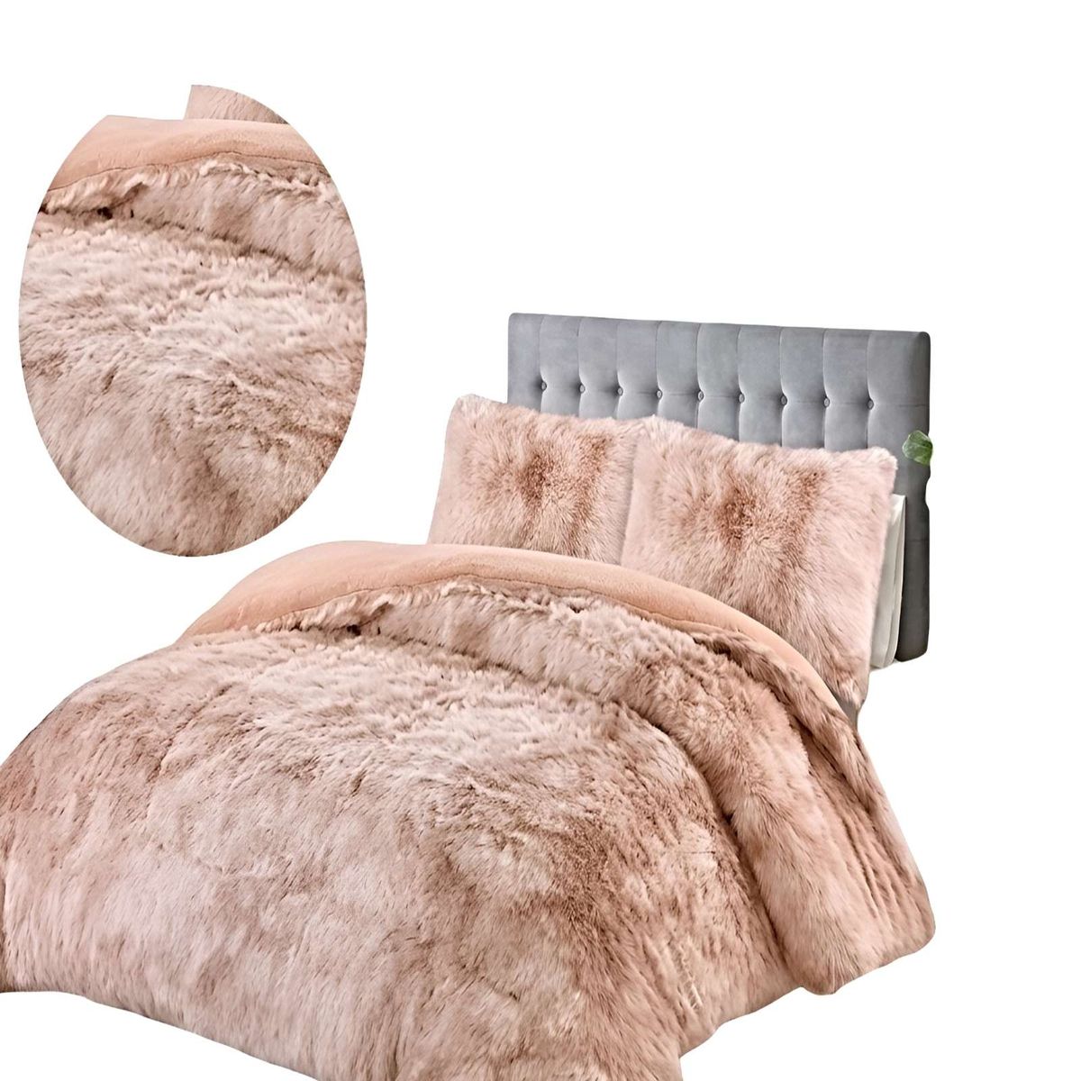GENERICO - SET COBERTOR DE INVIERNO PELUDO 2 PLAZAS 230X250CM BEIGE