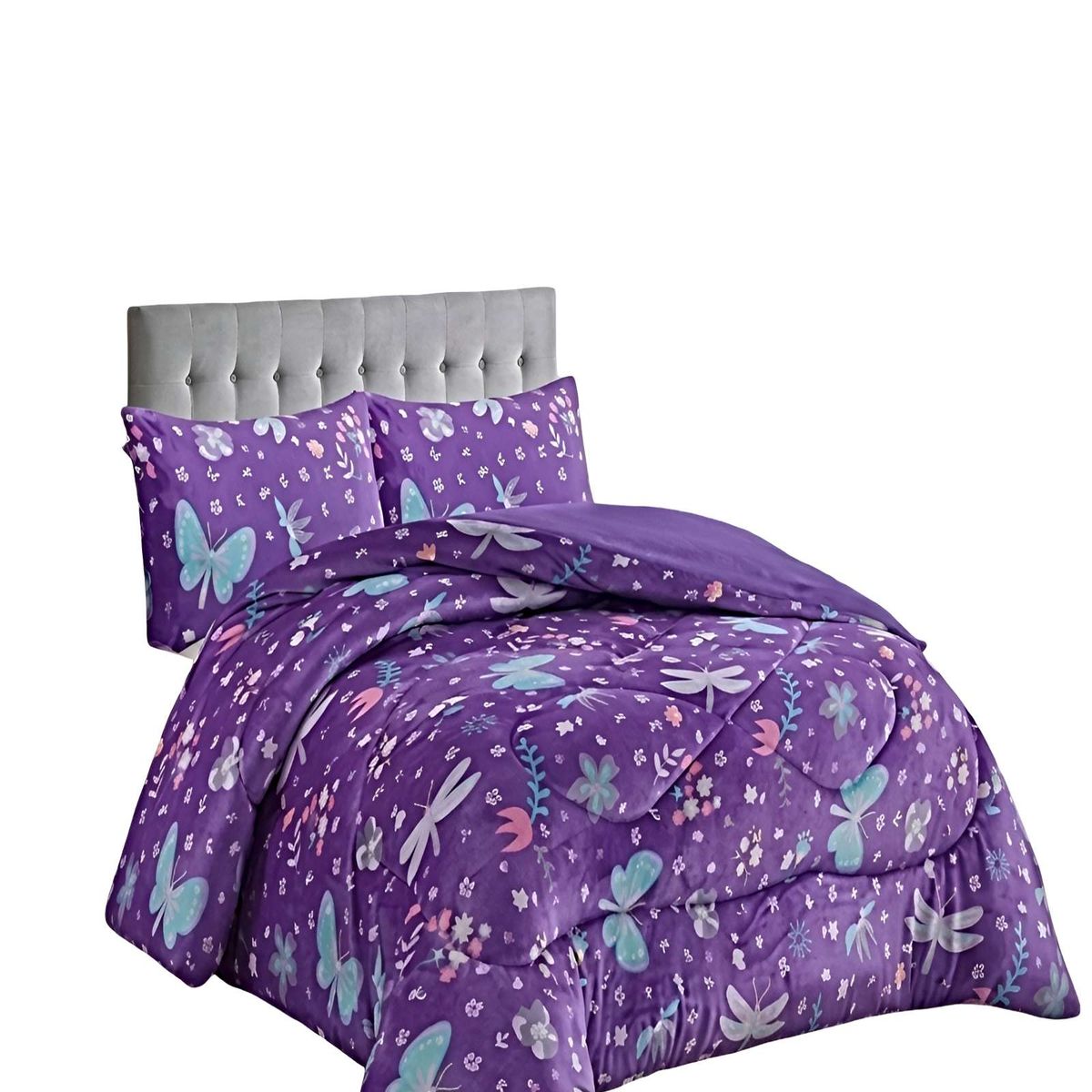GENERICO - SET COBERTOR DE INVIERNO PLUSH 2 PLAZAS 230X250CM LILA