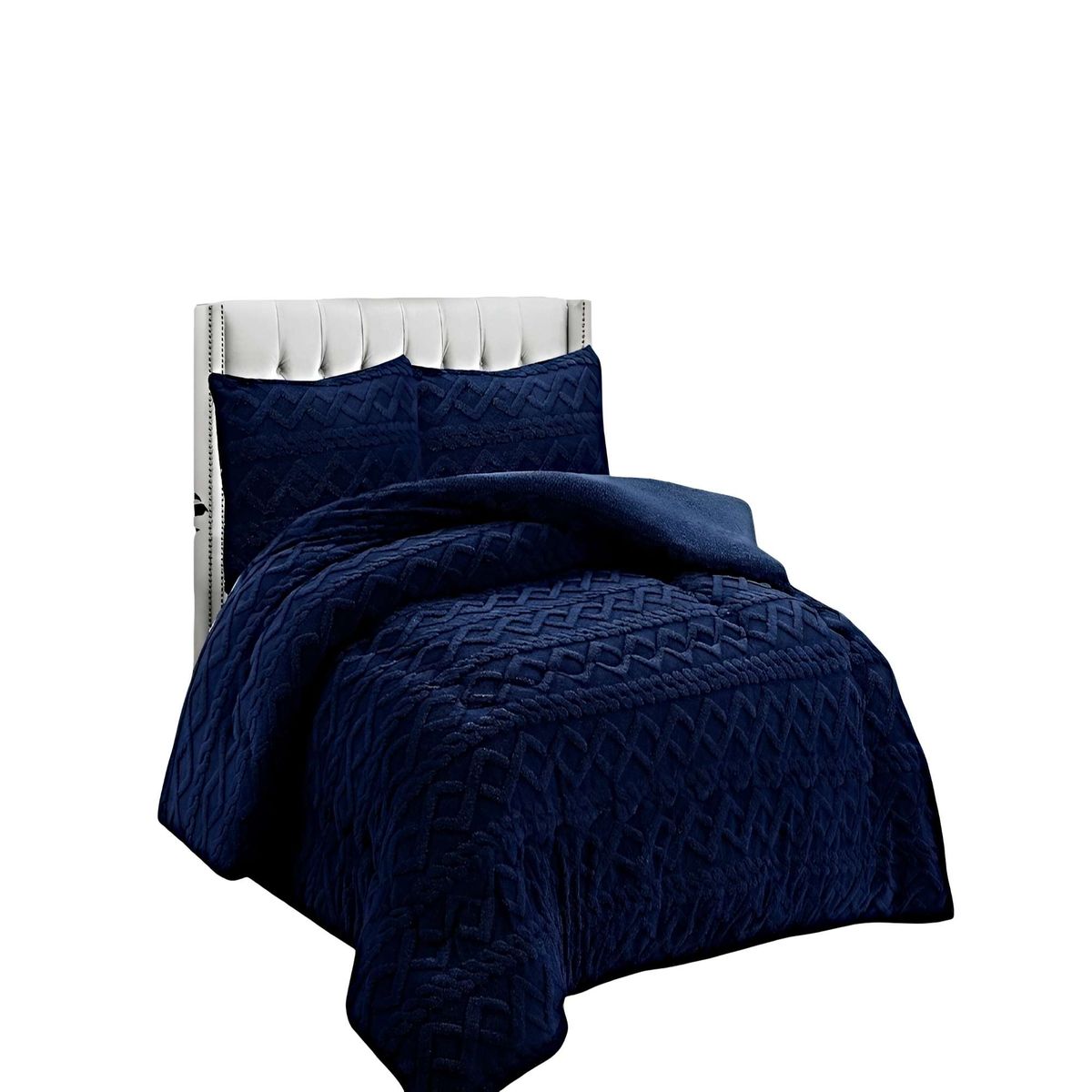 GENERICO - SET COBERTOR DE INVIERNO CON TEXTURA 2 PLAZAS 230X250CM AZUL
