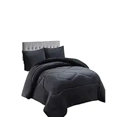 GENERICO - SET COBERTOR DE INVIERNO PLUSH KING 250X270CM GRIS OSCURO