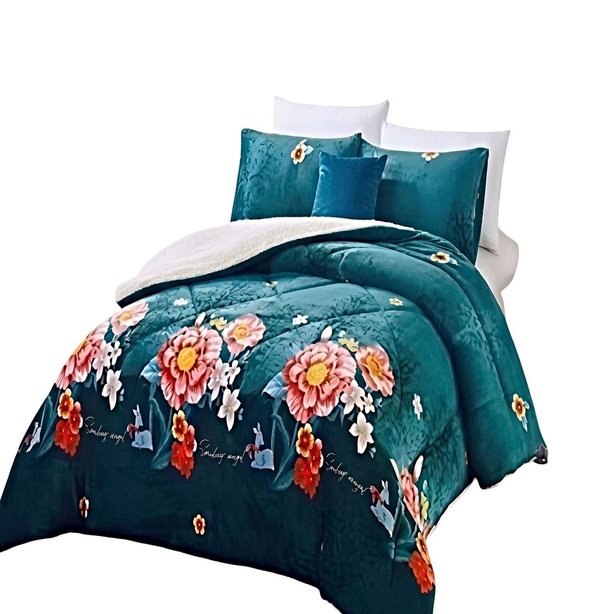 GENERICO - PACK COBERTOR DE INVIERNO PLUSH 1.5 PLAZA 180X200CM VERDE