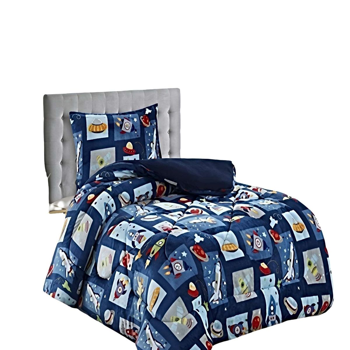 GENERICO - PACK COBERTOR DE INVIERNO PLUSH 1.5 PLAZA 180X200CM AZUL 2