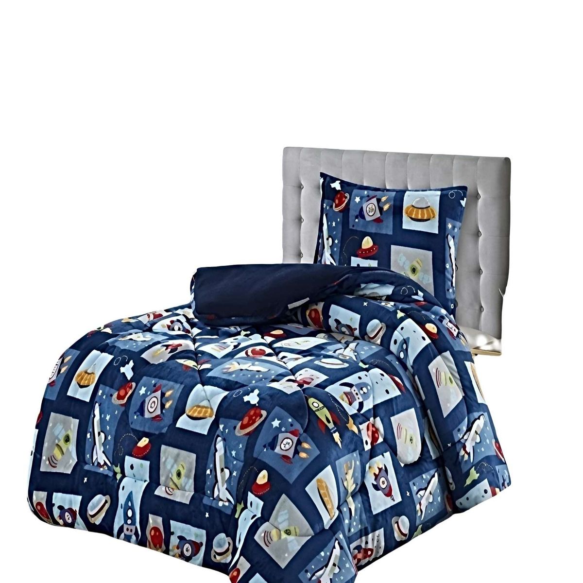 GENERICO - PACK COBERTOR DE INVIERNO PLUSH 1.5 PLAZA 180X200CM AZUL 2