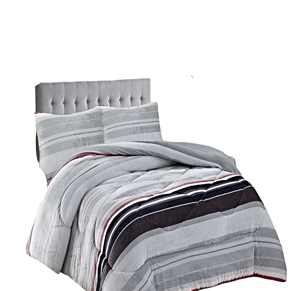 GENERICO - PACK COBERTOR DE INVIERNO PLUSH 1.5 PLAZA 180X200CM GRIS CLARO 2