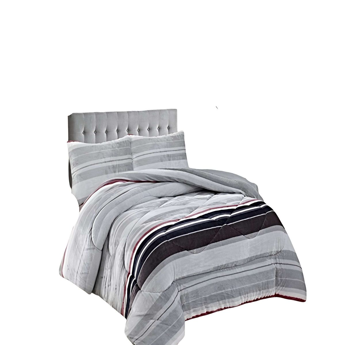 GENERICO - PACK COBERTOR DE INVIERNO PLUSH 1.5 PLAZA 180X200CM GRIS CLARO 2