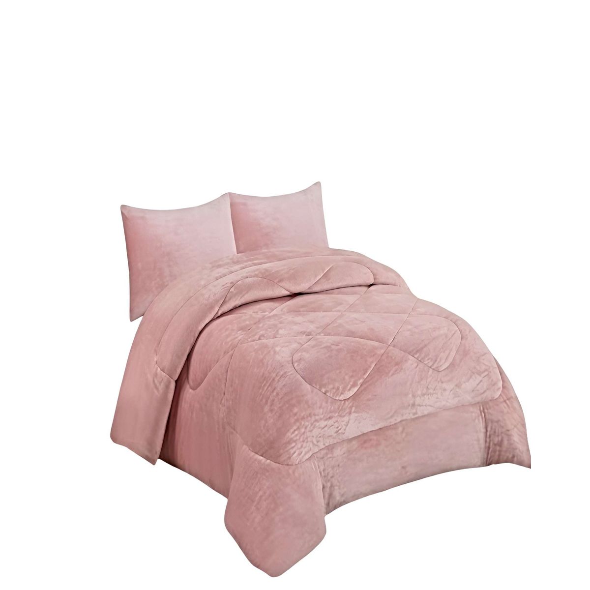 GENERICO - PACK COBERTOR DE INVIERNO PLUSH 1.5 PLAZA 180X200CM ROSA 3