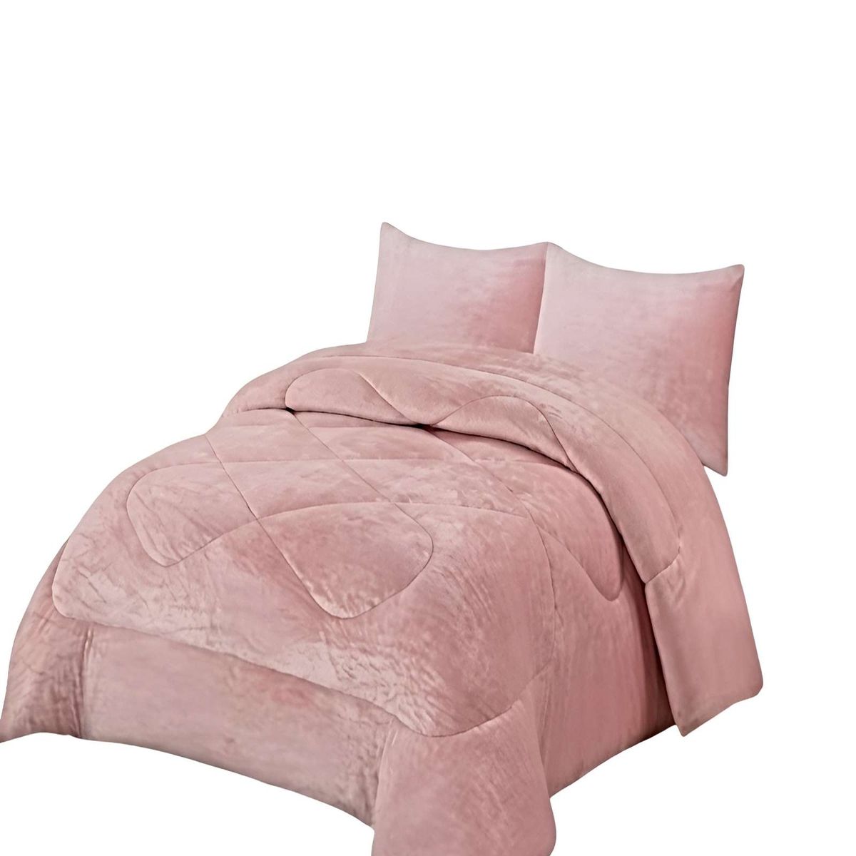GENERICO - PACK COBERTOR DE INVIERNO PLUSH 1.5 PLAZA 180X200CM ROSA 3