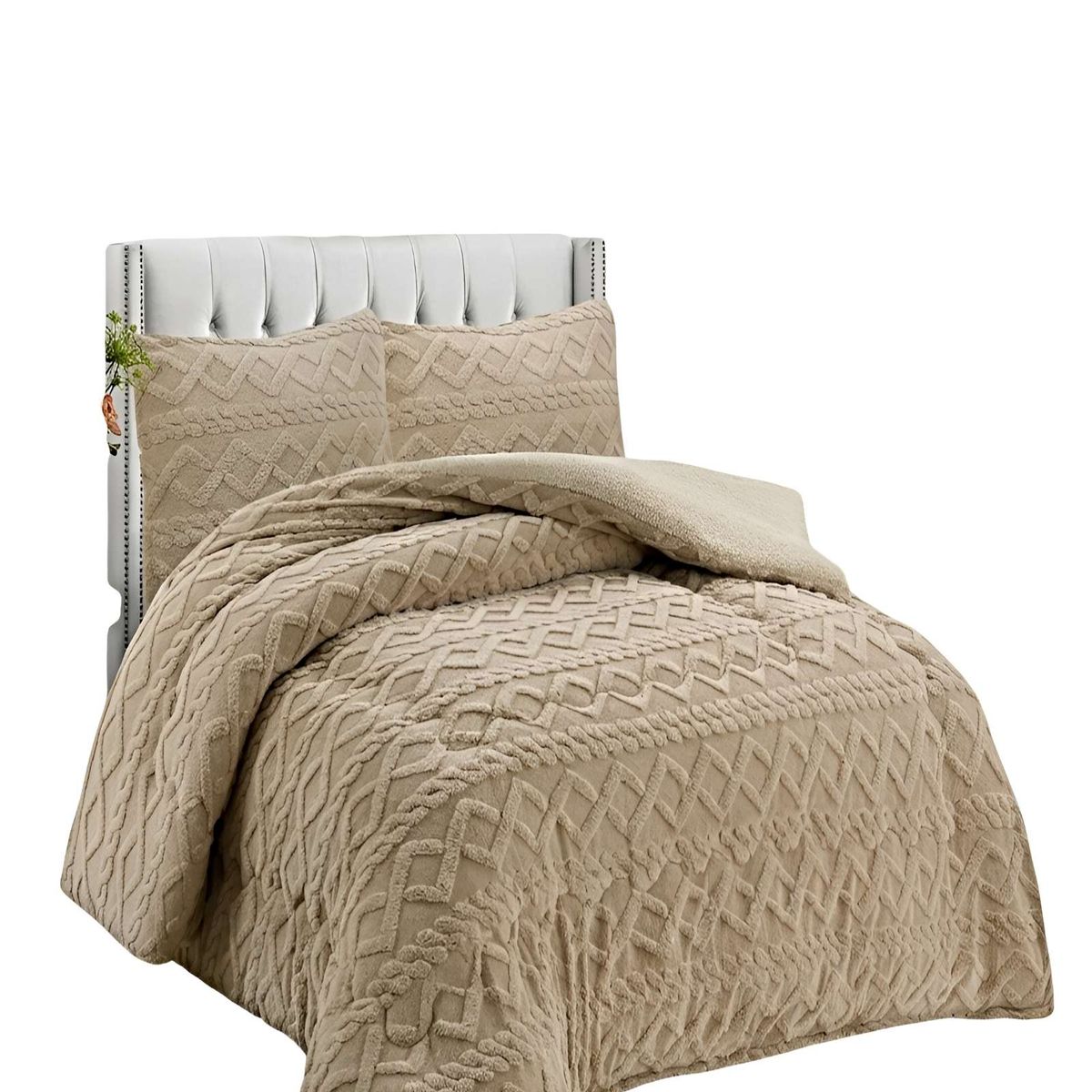 GENERICO - PACK COBERTOR DE INVIERNO CON TEXTURA 1.5 PLAZA 180X200CM P CAFÉ C