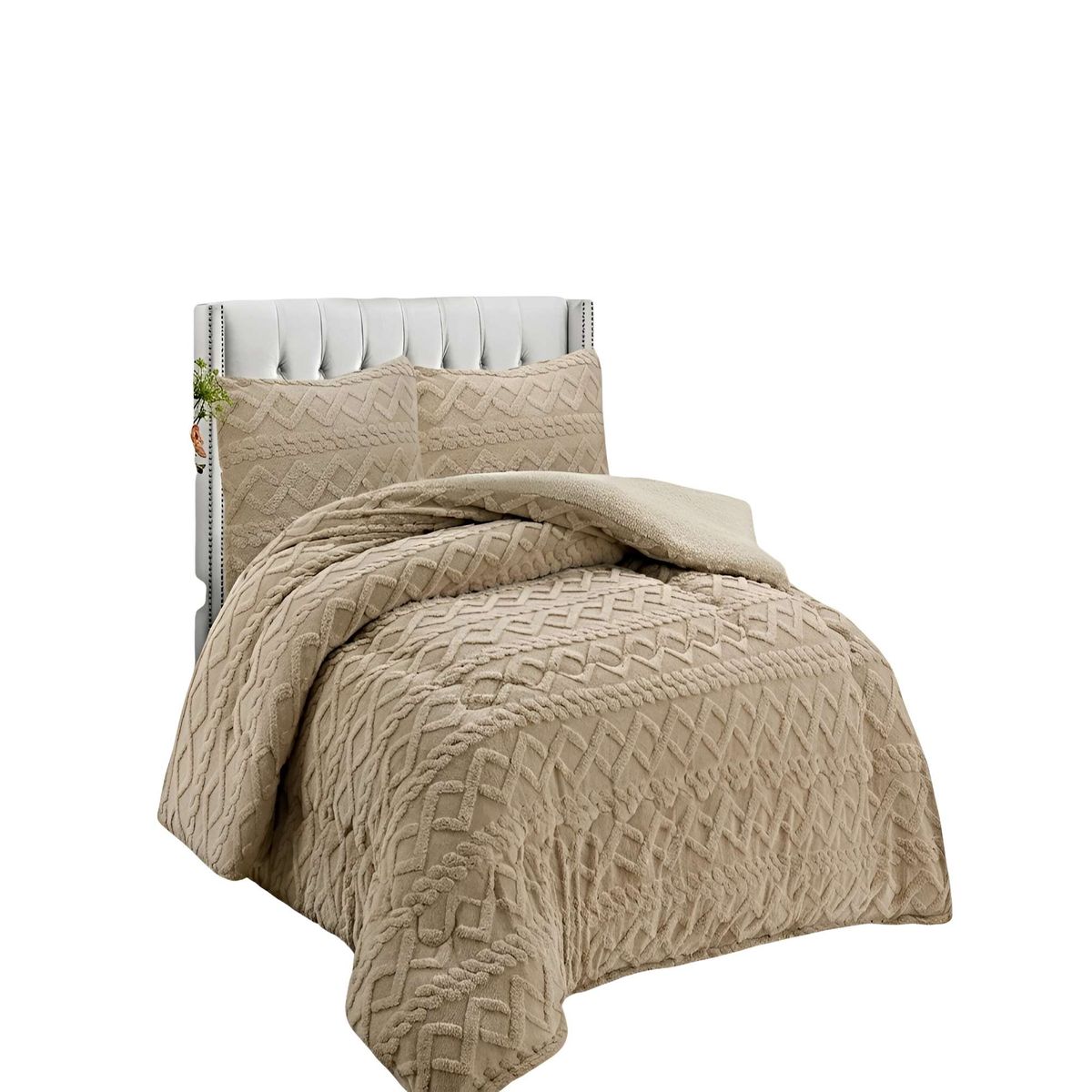 GENERICO - PACK COBERTOR DE INVIERNO CON TEXTURA 1.5 PLAZA 180X200CM P CAFÉ C