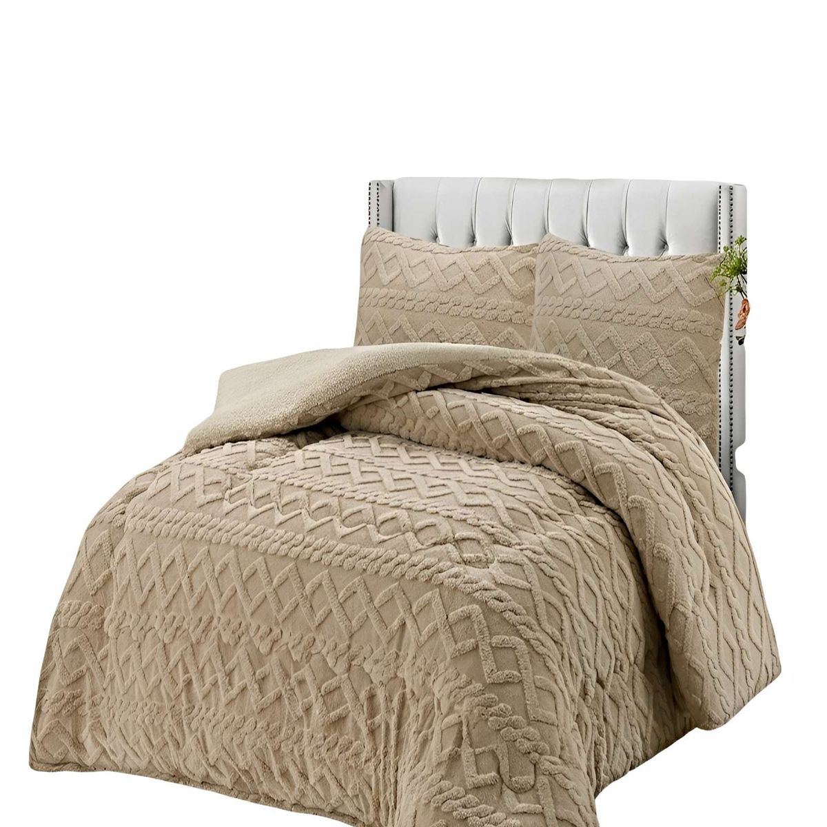 GENERICO - PACK COBERTOR DE INVIERNO CON TEXTURA 1.5 PLAZA 180X200CM P CAFÉ C