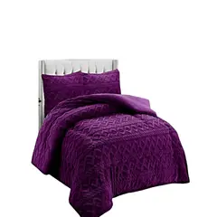 GENERICO - PACK COBERTOR DE INVIERNO CON TEXTURA 1.5 PLAZA 180X200CM P VIOLETA