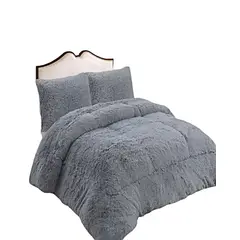 GENERICO - PACK COBERTOR DE INVIERNO PELUDO 2 PLAZAS 230X250CM GRIS