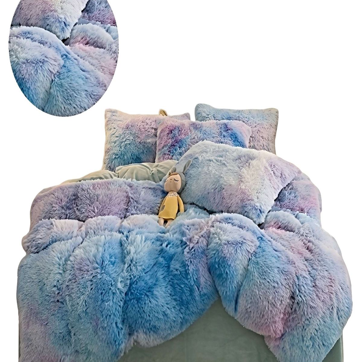 GENERICO - PACK COBERTOR DE INVIERNO PELUDO 2 PLAZAS 230X250CM MULTICOLOR 2