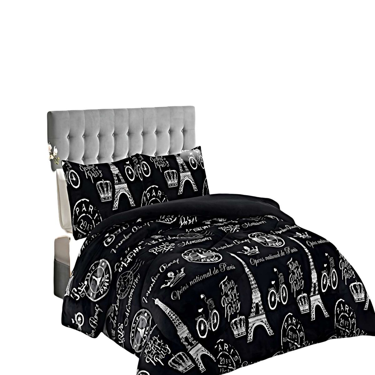GENERICO - PACK COBERTOR DE INVIERNO PLUSH 2 PLAZAS 230X250CM NEGRO 2