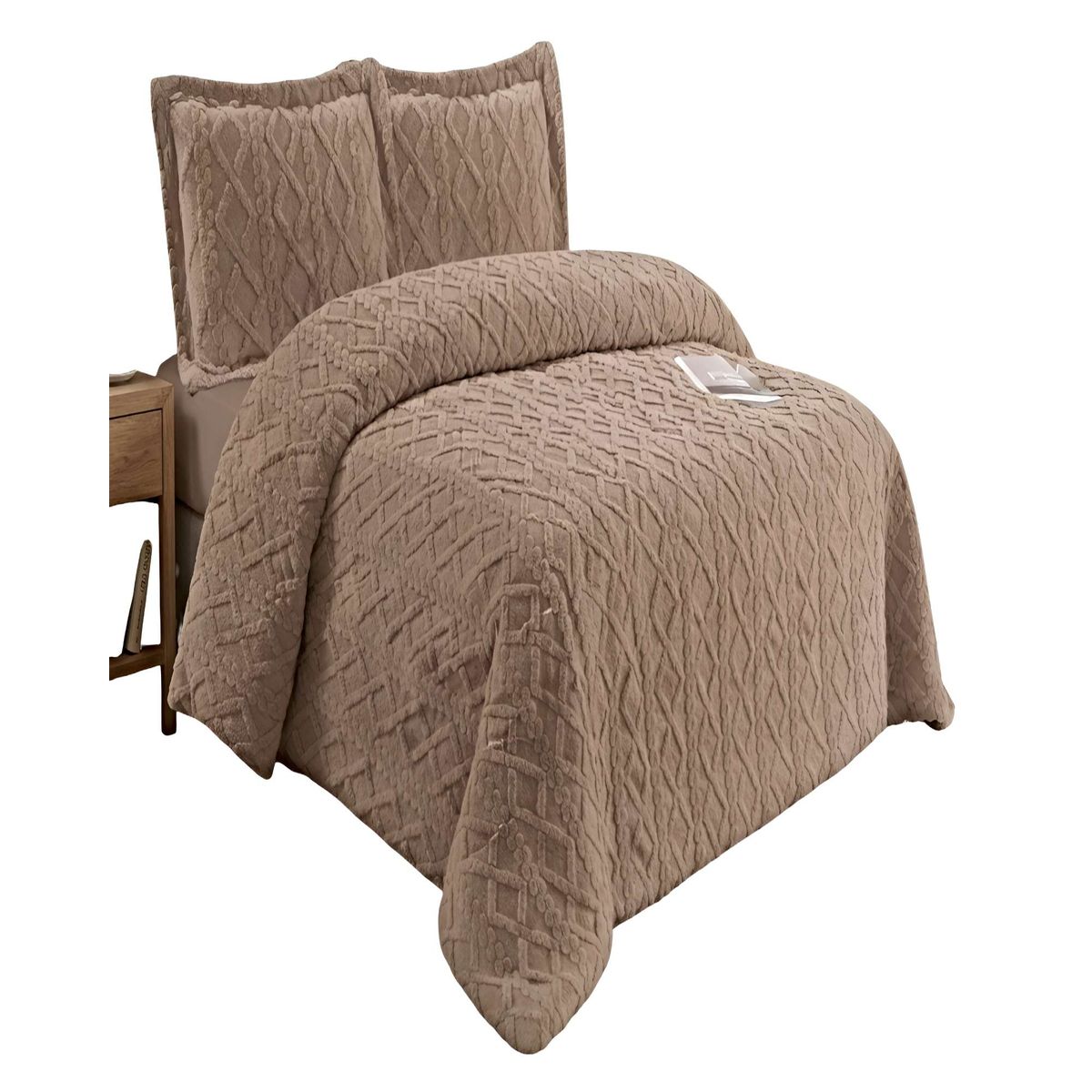 GENERICO - PACK COBERTOR DE INVIERNO CON TEXTURA KING 250X270CM CAFÉ O