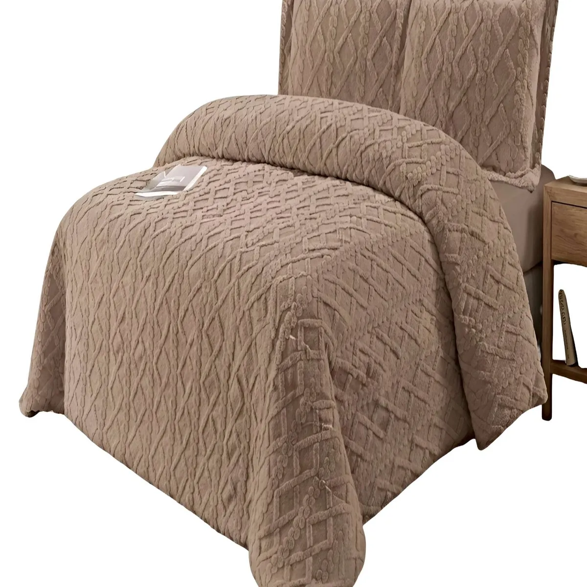 GENERICO - PACK COBERTOR DE INVIERNO CON TEXTURA KING 250X270CM CAFÉ O