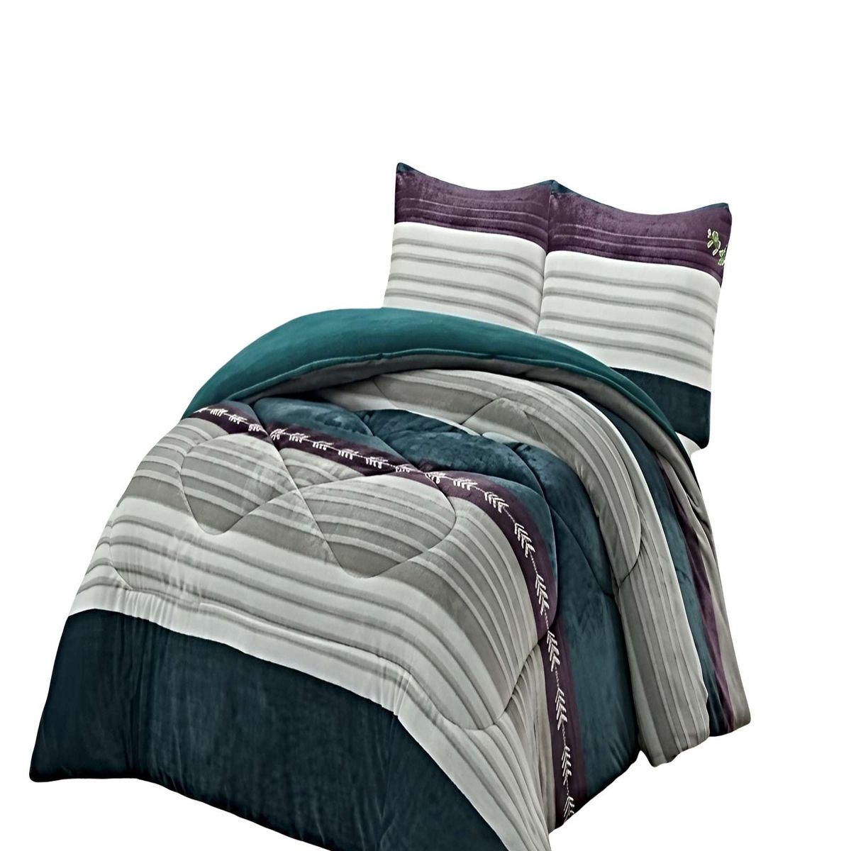 GENERICO - JUEGO COBERTOR DE INVIERNO PLUSH 1.5 PLAZA 180X200CM MULTICOLOR 1