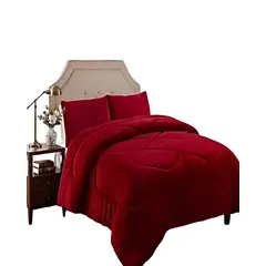 GENERICO - JUEGO COBERTOR DE INVIERNO PLUSH 1.5 PLAZA 180X200CM ROJO
