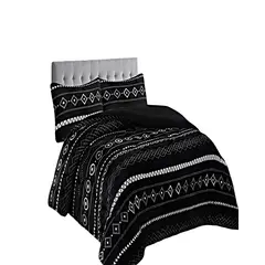 GENERICO - JUEGO COBERTOR DE INVIERNO PLUSH 1.5 PLAZA 180X200CM NEGRO 3