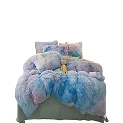 GENERICO - JUEGO COBERTOR DE INVIERNO PELUDO 2 PLAZAS 230X250CM MULTICOLOR 2