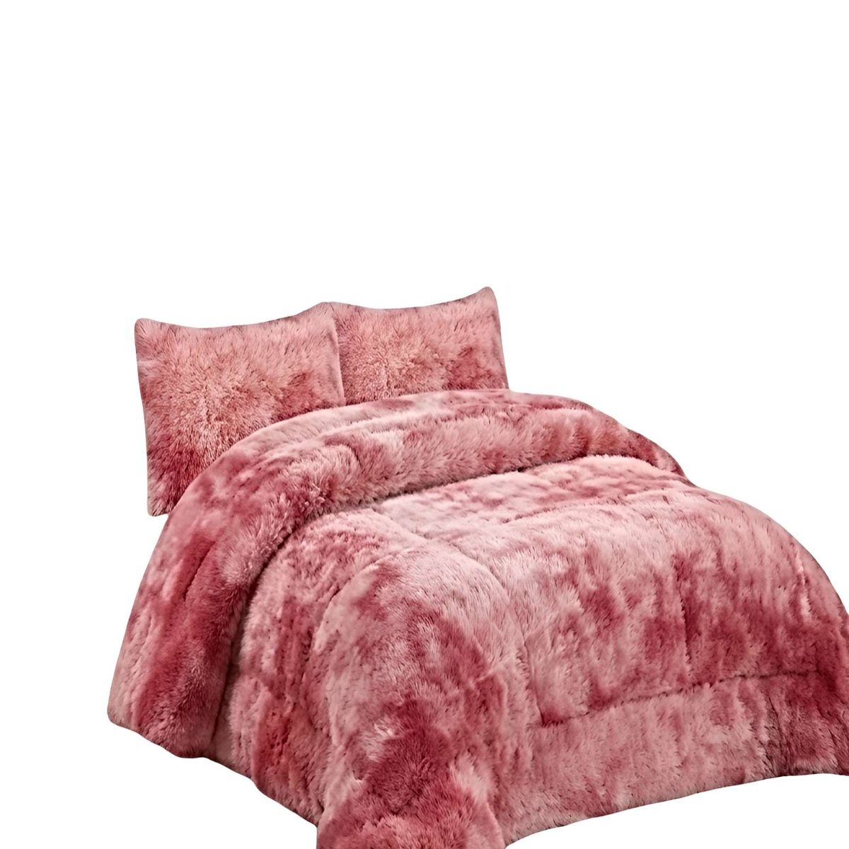 GENERICO - JUEGO COBERTOR DE INVIERNO PELUDO 2 PLAZAS 230X250CM ROSA