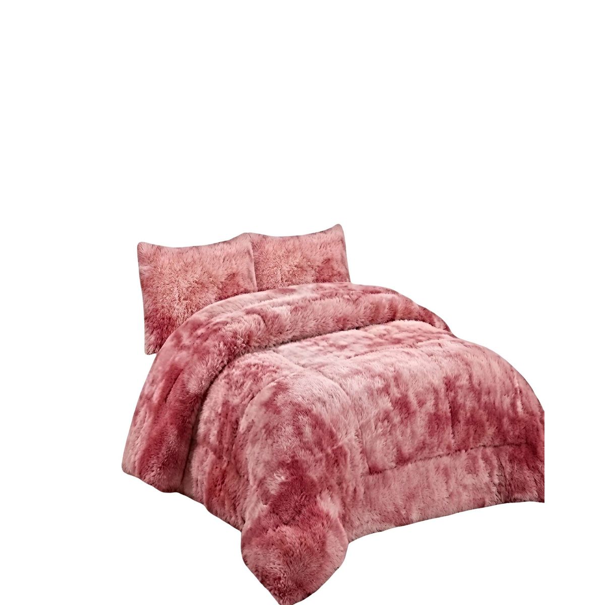 GENERICO - JUEGO COBERTOR DE INVIERNO PELUDO 2 PLAZAS 230X250CM ROSA