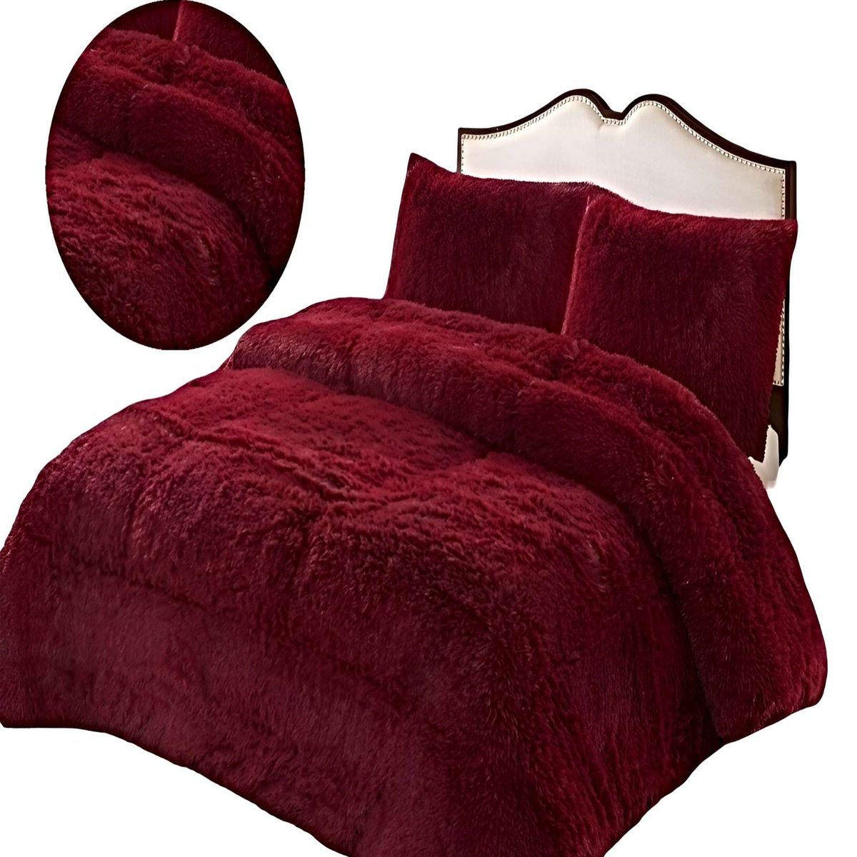 GENERICO - JUEGO COBERTOR DE INVIERNO PELUDO 2 PLAZAS 230X250CM BURDEO
