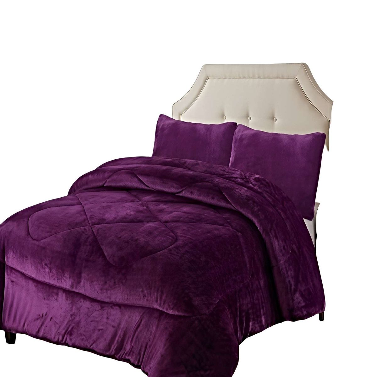 GENERICO - JUEGO COBERTOR DE INVIERNO PLUSH 2 PLAZAS 230X250CM  MORADO