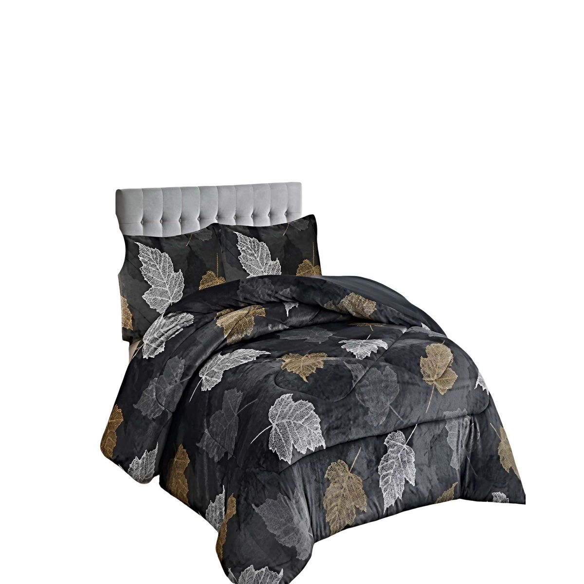 GENERICO - JUEGO COBERTOR DE INVIERNO PLUSH 2 PLAZAS 230X250CM NEGRO 3