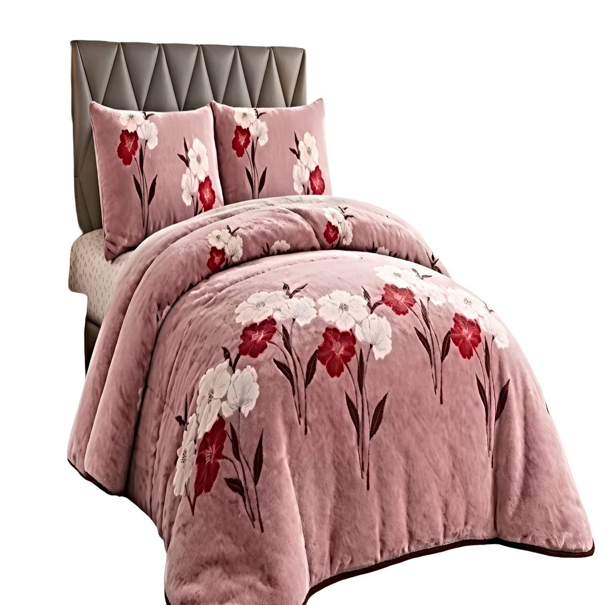 GENERICO - JUEGO COBERTOR DE INVIERNO PLUSH 2 PLAZAS 230X250CM ROSA 2