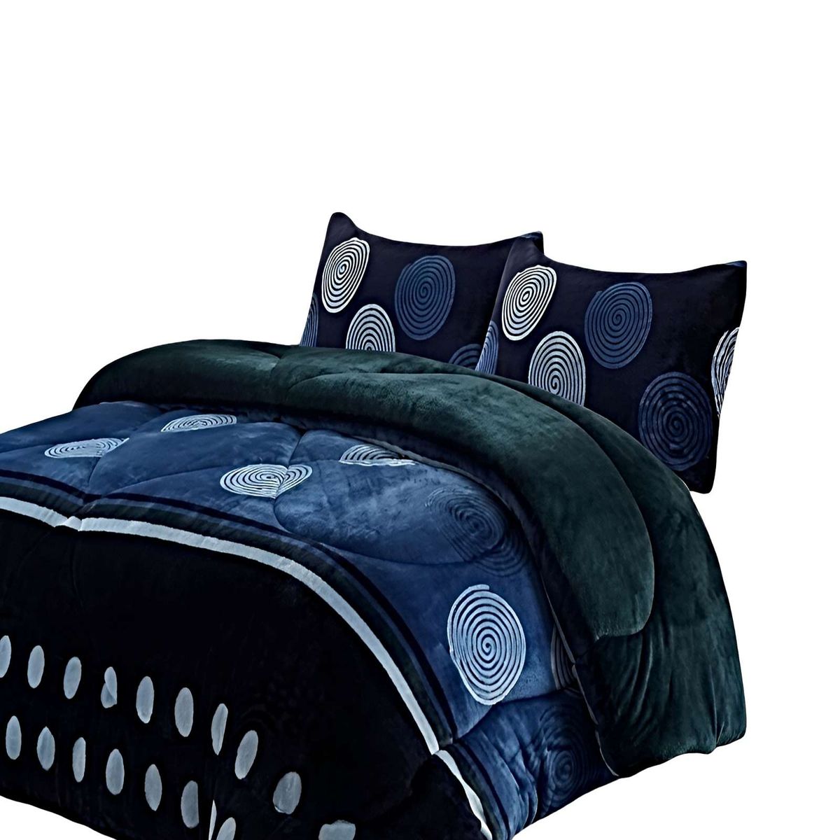 GENERICO - JUEGO COBERTOR DE INVIERNO PLUSH 2 PLAZAS 230X250CM AZUL